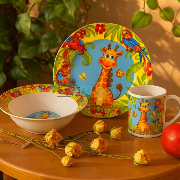 Дитячий фарфоровий посуд: набір з 3 предметів Жираф CS17 ... Дитячий фарфоровий посуд: набір з 3 предметів Жираф CS17 ...