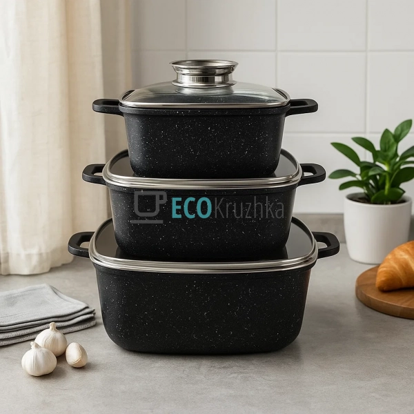 Набір каструль Edenberg 6 предметів з мармуровим антипри ... Набір каструль Edenberg 6 предметів з мармуровим антипри ...