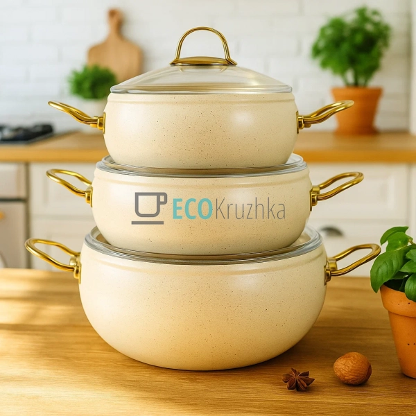 Набір каструль Edenberg 6 предметів з мармуровим антипри ... Набір каструль Edenberg 6 предметів з мармуровим антипри ...