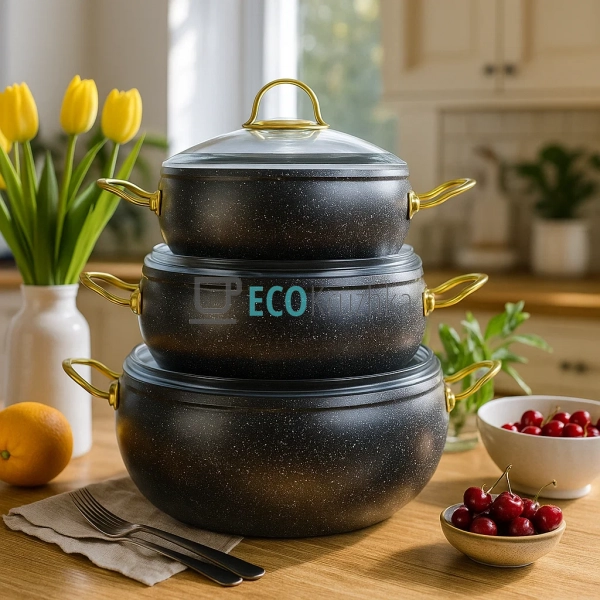 Набір каструль Edenberg 6 предметів з мармуровим антипри ... Набір каструль Edenberg 6 предметів з мармуровим антипри ...
