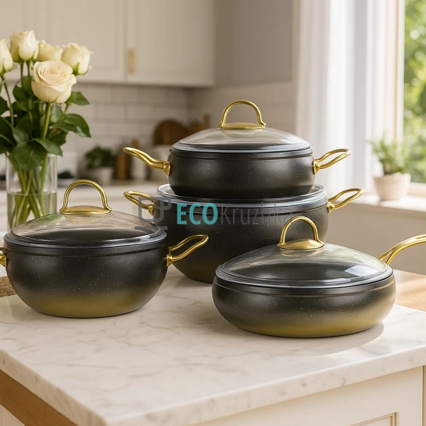 Набір кухонного посуду Edenberg 8 предметів з мармуровим ... Набір кухонного посуду Edenberg 8 предметів з мармуровим ...