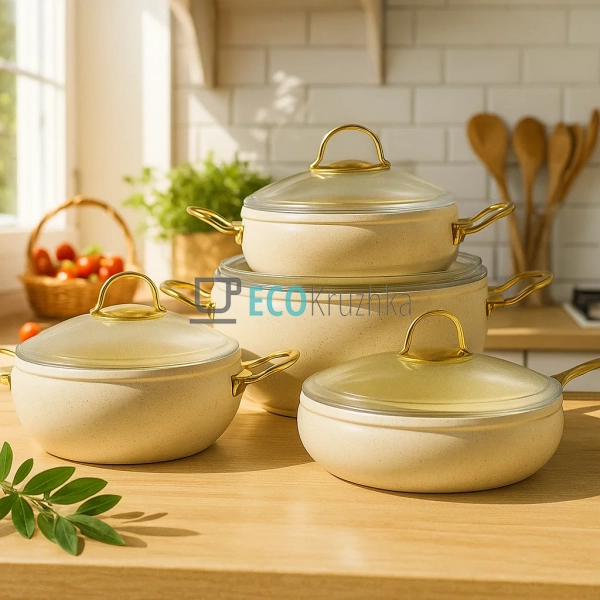 Набір кухонного посуду Edenberg 8 предметів з мармуровим ... Набір кухонного посуду Edenberg 8 предметів з мармуровим ...