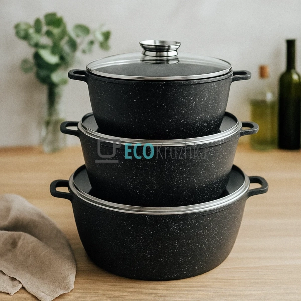 Набір каструль Edenberg 6 предметів з мармуровим антипри ... Набір каструль Edenberg 6 предметів з мармуровим антипри ...
