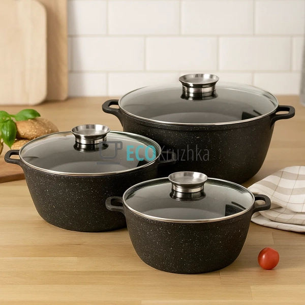 Набір каструль Edenberg 6 предметів з мармуровим антипри ... Набір каструль Edenberg 6 предметів з мармуровим антипри ...