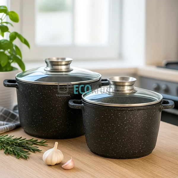 Набір каструль Edenberg 6 предметів з мармуровим антипри ... Набір каструль Edenberg 6 предметів з мармуровим антипри ...