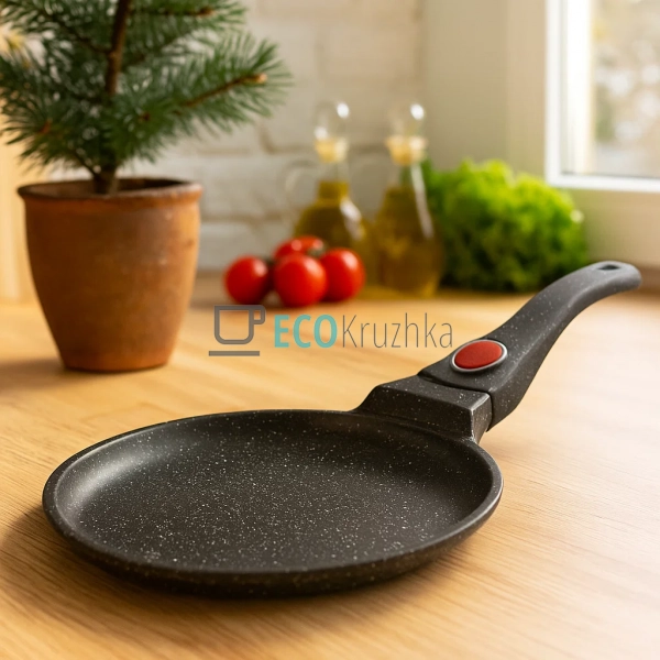Сковорода для млинців 22 см з мармуровим покриттям та зн ...