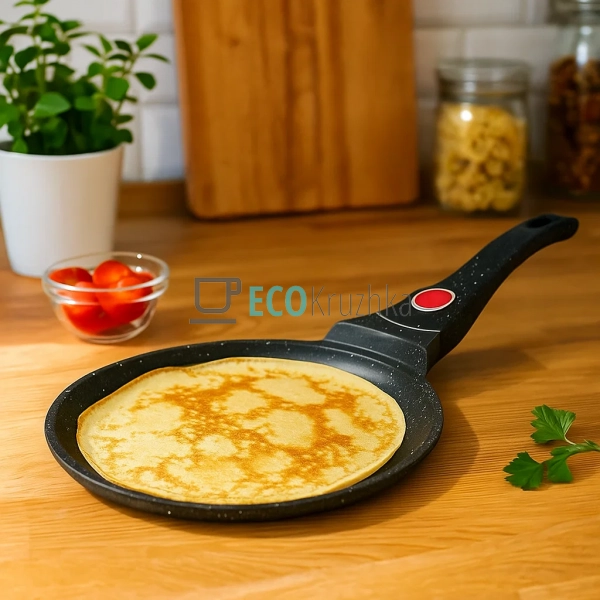 Сковорода для млинців 24 см з мармуровим покриттям та зн ...