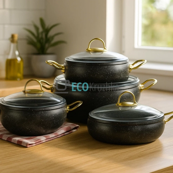 Набір кухонного посуду Edenberg 8 предметів з мармуровим ... Набір кухонного посуду Edenberg 8 предметів з мармуровим ...