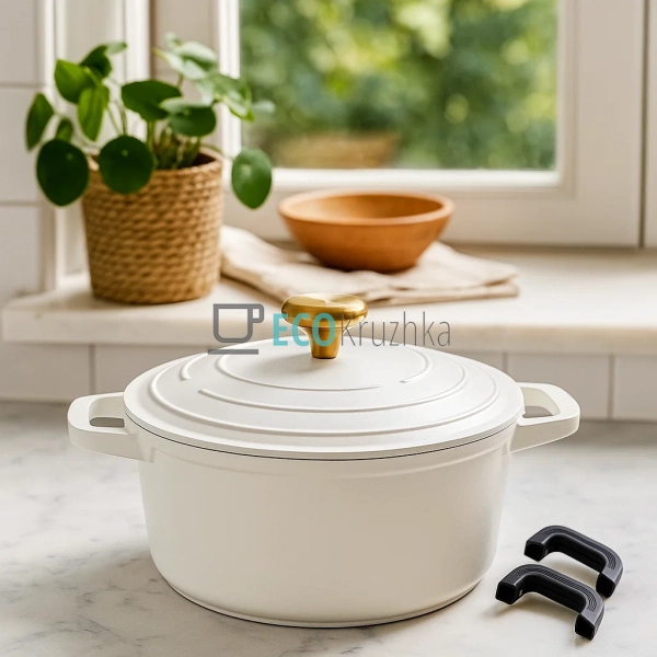 Каструля з мармуровим покриттям та алюмінієвою кришкою, ... Каструля з мармуровим покриттям та алюмінієвою кришкою, ...