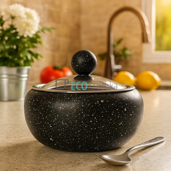 Цукорниця нержавіюча 450 мл з скляною кришкою та ложкою ... Цукорниця нержавіюча 450 мл з скляною кришкою та ложкою ...