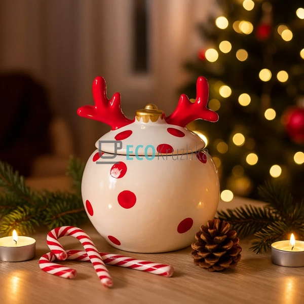 Цукорниця керамічна у формі "Ялинкової Кулі" з фігурною ... Цукорниця керамічна у формі "Ялинкової Кулі" з фігурною ...