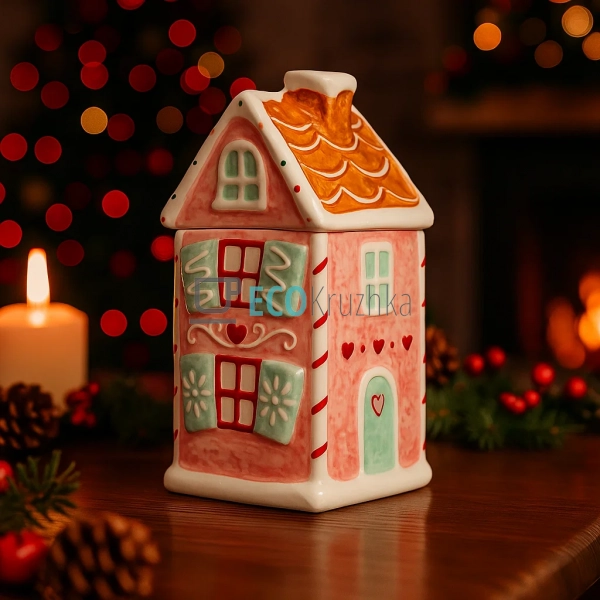 Керамічна банка для солодощів "Зефірно-Пряничний Будиноч ...