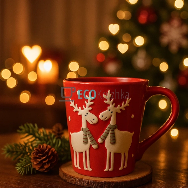 Кружка керамічна "Олені", 325 мл, колір червоний (арт. 8 ... Кружка керамічна "Олені", 325 мл, колір червоний (арт. 8 ...