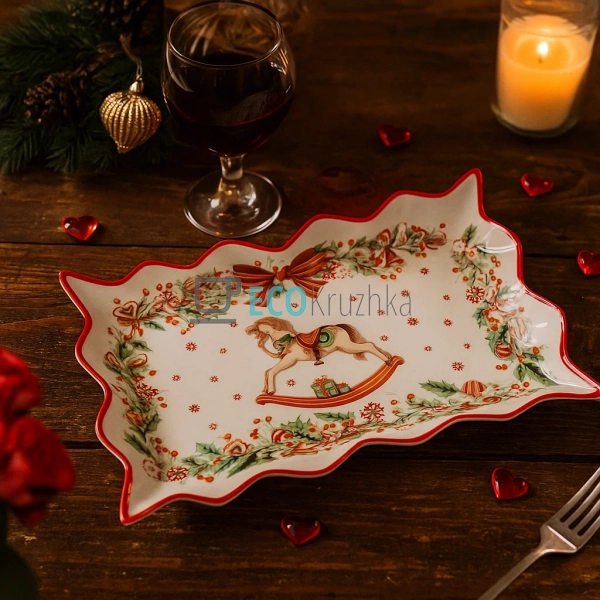 Блюдо прямокутне фігурне порцелянове "Різдвяна Фантазія" ... Блюдо прямокутне фігурне порцелянове "Різдвяна Фантазія" ...