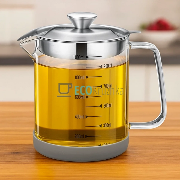 Скляний масляний резервуар 1 л, з фільтром для зберіганн ... Скляний масляний резервуар 1 л, з фільтром для зберіганн ...