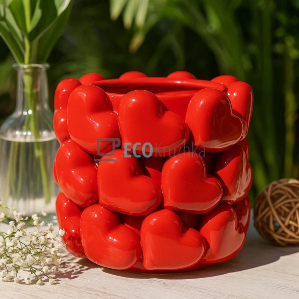 Порцелянова декоративна ваза Heart 21 × 20 см червоний ( ... Порцелянова декоративна ваза Heart 21 × 20 см червоний ( ...