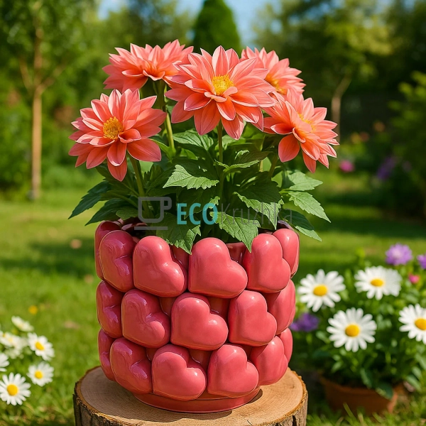 Порцелянова декоративна ваза Heart 21 × 20 см рожевий (4 ... Порцелянова декоративна ваза Heart 21 × 20 см рожевий (4 ...