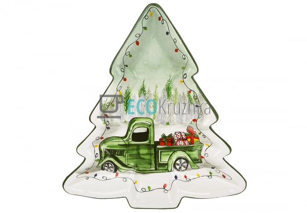 Керамічне блюдо у формі ялинки 30х27.5х3.5 см «Зимова ка ... Керамічне блюдо у формі ялинки 30х27.5х3.5 см «Зимова ка ...