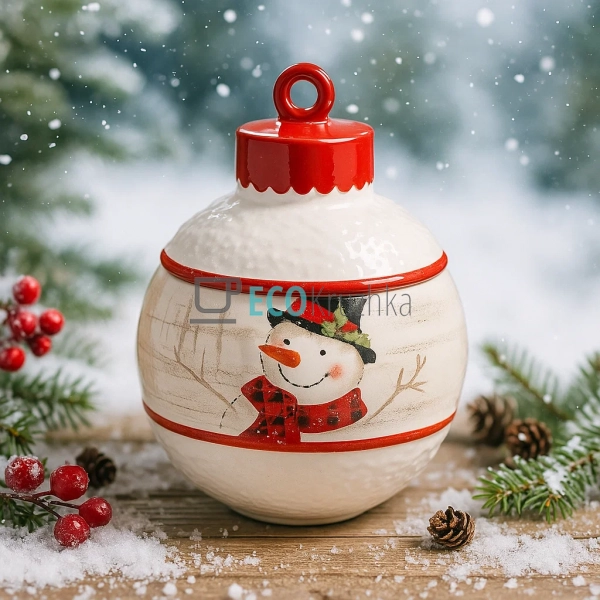 Керамічна банка для солодощів 1,1 л "Веселий сніговик" ( ... Керамічна банка для солодощів 1,1 л "Веселий сніговик" ( ...