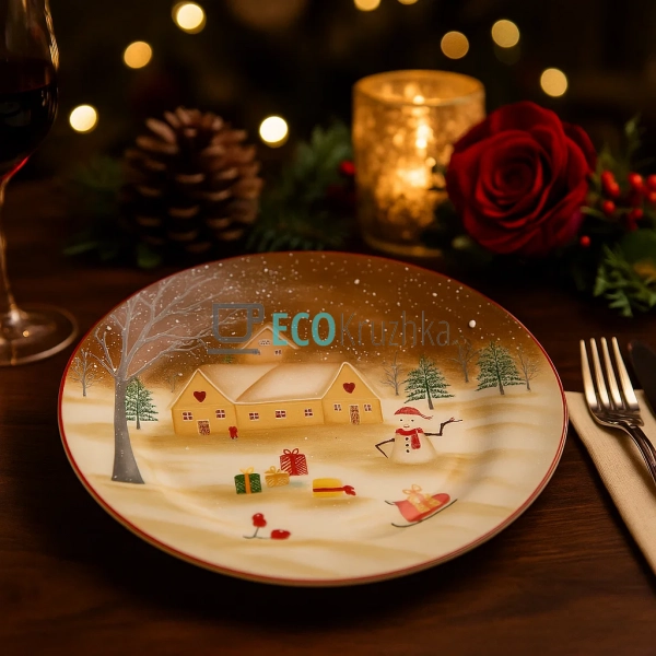 Керамічна тарілка 25,5×25,5 см «Веселий Сніговик» (DK009 ... Керамічна тарілка 25,5×25,5 см «Веселий Сніговик» (DK009 ...