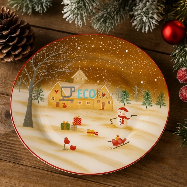 Керамічна тарілка 25,5×25,5 см «Веселий Сніговик» (DK009 ... Керамічна тарілка 25,5×25,5 см «Веселий Сніговик» (DK009 ...