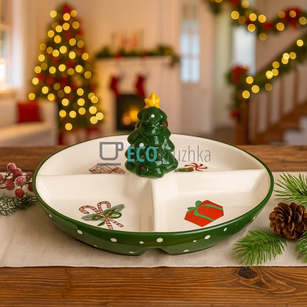 Керамічна менажниця "Зимова казка", 28х28х11 см (DK012-N ... Керамічна менажниця "Зимова казка", 28х28х11 см (DK012-N ...