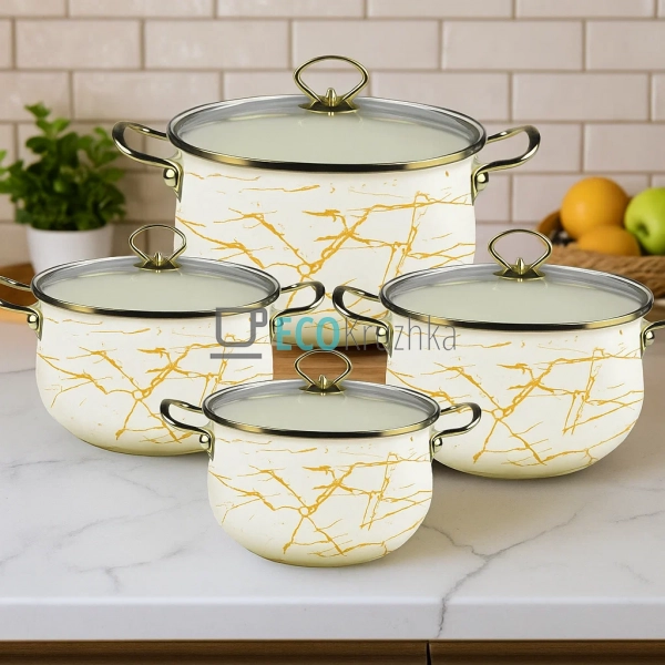 Набір емальованого посуду 8 предметів - 2.3,3,4,5 л біли ... Набір емальованого посуду 8 предметів - 2.3,3,4,5 л біли ...