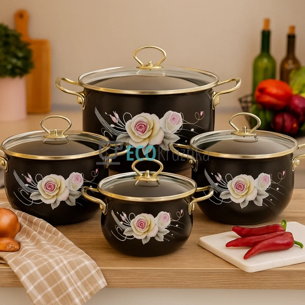 Набір емальованого посуду 8 предметів - 2.3,3,4,5 л EB-1 ... Набір емальованого посуду 8 предметів - 2.3,3,4,5 л EB-1 ...