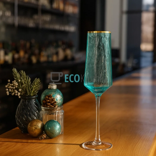 Келих для шампанського з блакитного скла Кристал 190 мл ... Келих для шампанського з блакитного скла Кристал 190 мл ...