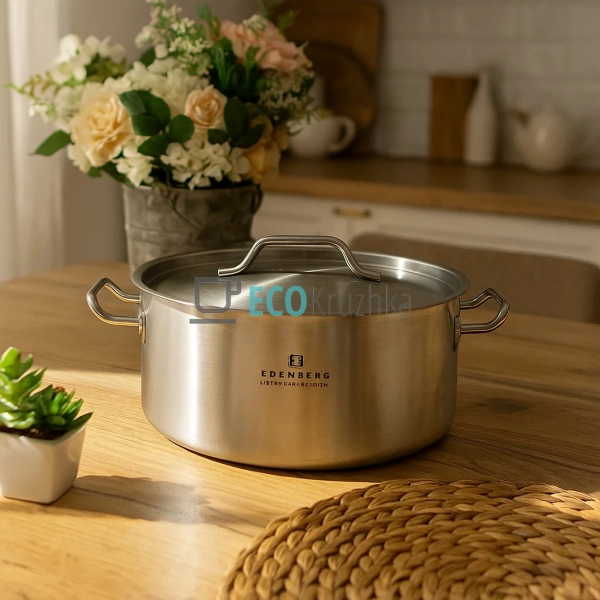 Каструля нержавіюча 12,7 л професійна з кришкою Edenberg ... Каструля нержавіюча 12,7 л професійна з кришкою Edenberg ...