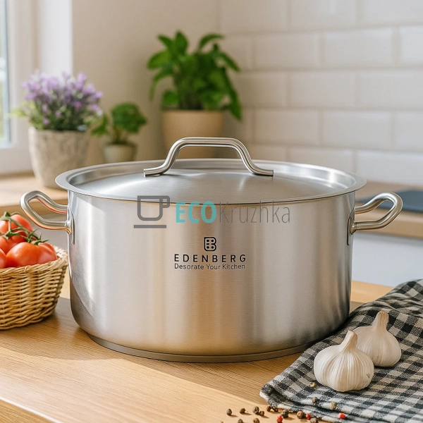 Каструля нержавіюча 17,3 л професійна з кришкою Edenberg ...