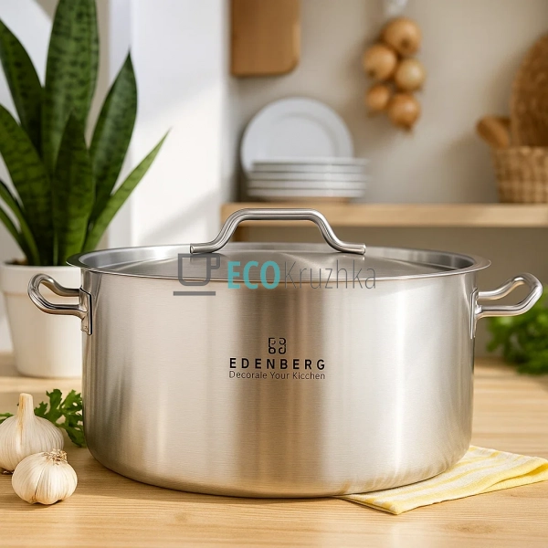 Каструля нержавіюча 21 л професійна з кришкою Edenberg E ... Каструля нержавіюча 21 л професійна з кришкою Edenberg E ...