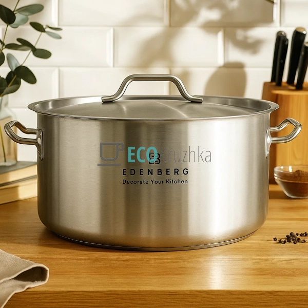 Каструля нержавіюча 21 л професійна з кришкою Edenberg E ... Каструля нержавіюча 21 л професійна з кришкою Edenberg E ...