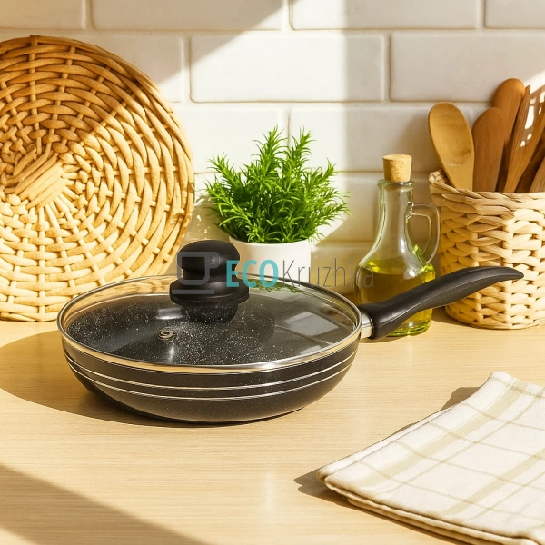 Сковорідка 26 см з кришкою та Мраморним покриттям EB-767