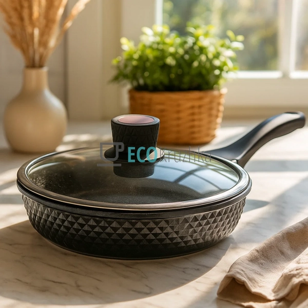 Глибока сковорода з кришкою та гранітним покриттям 24 х ... Глибока сковорода з кришкою та гранітним покриттям 24 х ...