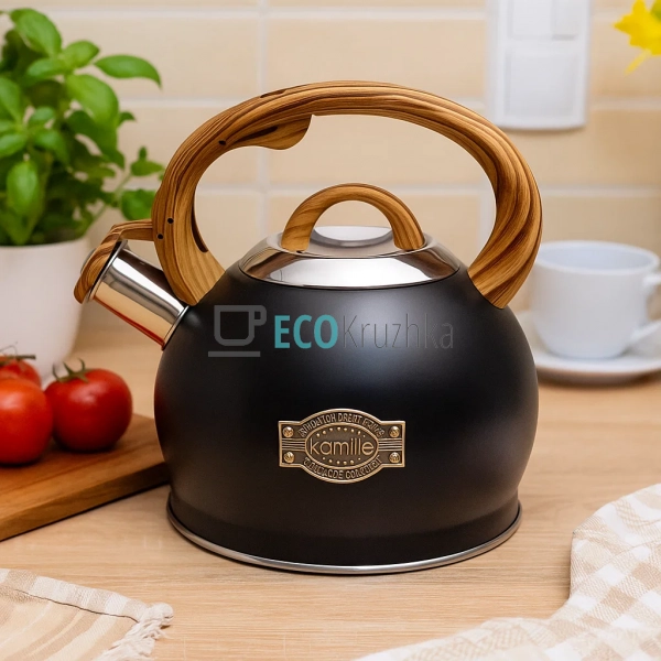 Чайник 2 л з нержавіючої сталі зі свистком та ручкою "so ... Чайник 2 л з нержавіючої сталі зі свистком та ручкою "so ...