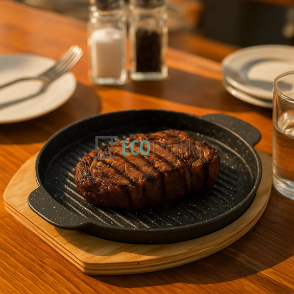 Чавунна сковорода-гриль 22x1,8 см на дерев Чавунна сковорода-гриль 22x1,8 см на дерев