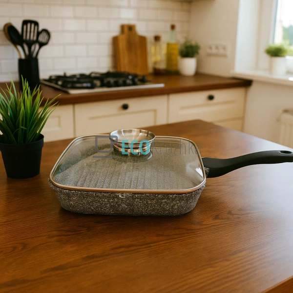 Сковорода-гриль 28 см, з гранітним покриттям та кришкою ... Сковорода-гриль 28 см, з гранітним покриттям та кришкою ...