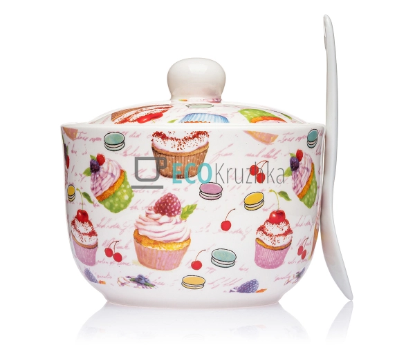 Цукорниця з ложкою 450 мл Десерт 11х7,5см EK2242-9 Цукорниця з ложкою 450 мл Десерт 11х7,5см EK2242-9