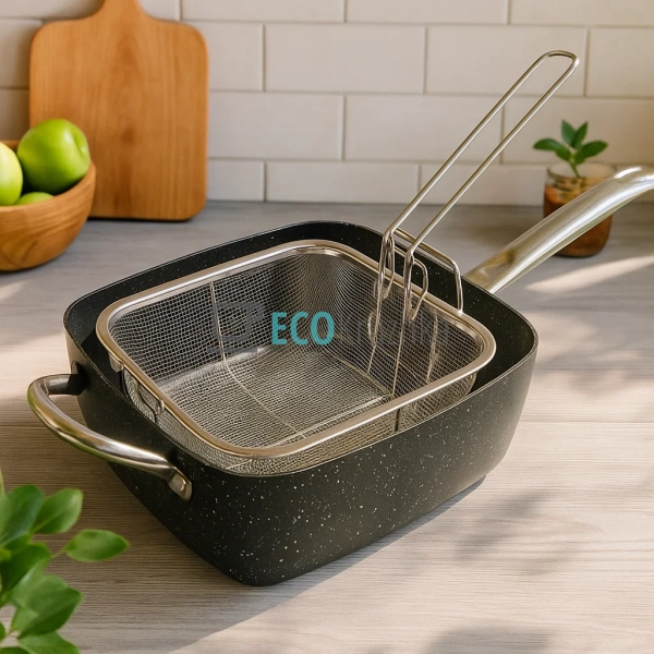 Жаровня-пароварка-фритюрниця квадратна з мармуровим покр ...