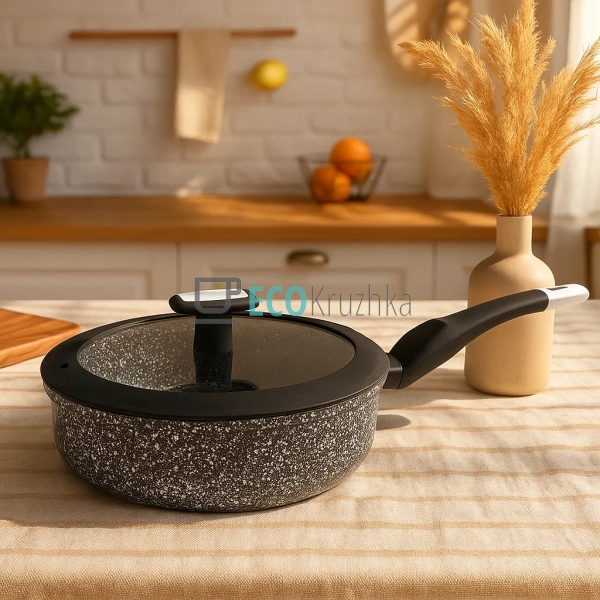 Сковорідка глибока з кришкою та Мраморним покриттям 28 с ... Сковорідка глибока з кришкою та Мраморним покриттям 28 с ...