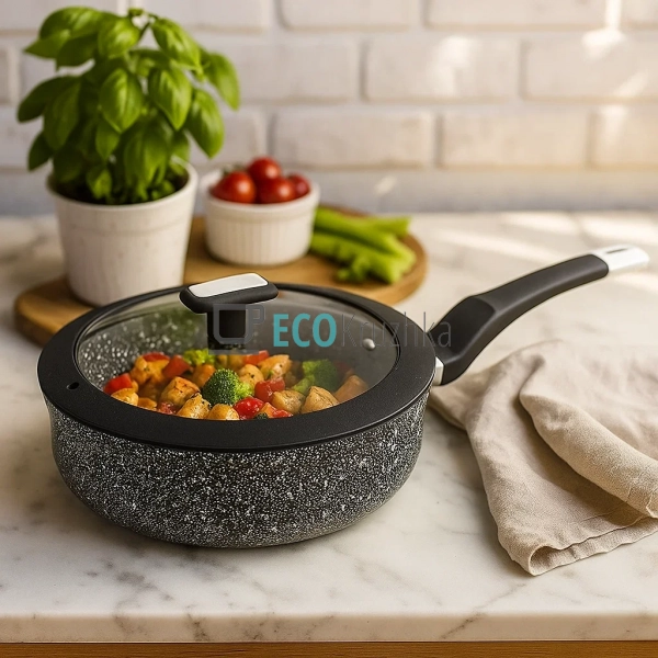 Сковорідка глибока з кришкою та Мраморним покриттям 28 с ... Сковорідка глибока з кришкою та Мраморним покриттям 28 с ...