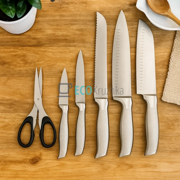 Набір ножів на підставці 7 предметів Edenberg EB-11024 Набір ножів на підставці 7 предметів Edenberg EB-11024