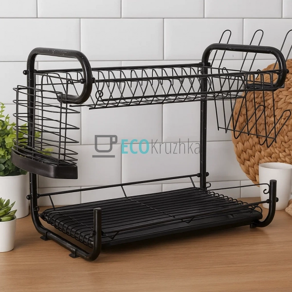 Сушка для посуду з нержавейки двоярусна Edenberg Чорна E ... Сушка для посуду з нержавейки двоярусна Edenberg Чорна E ...