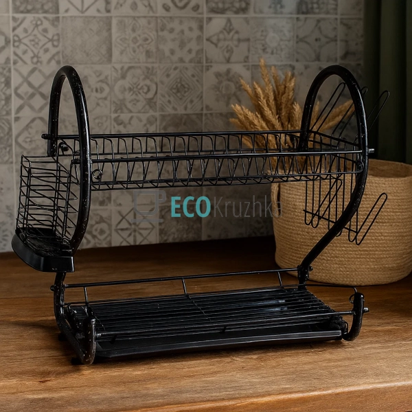 Сушка для посуду з нержавейки двоярусна Edenberg Чорна E ... Сушка для посуду з нержавейки двоярусна Edenberg Чорна E ...