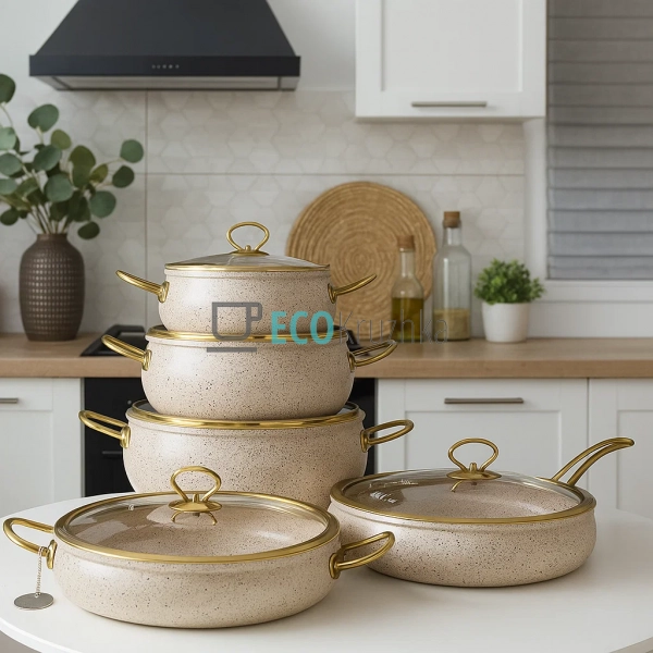 Набір каструль Edenberg 10 предметів з мармуровим антипр ... Набір каструль Edenberg 10 предметів з мармуровим антипр ...