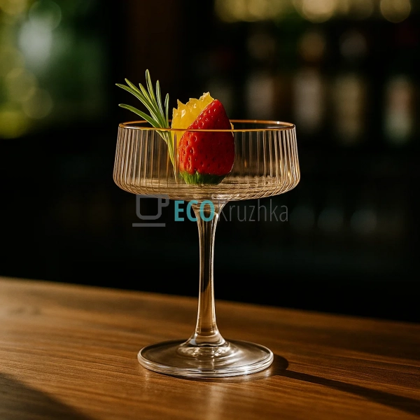 Келих для шампанського із золотим обідком 235 мл EK9064 Келих для шампанського із золотим обідком 235 мл EK9064