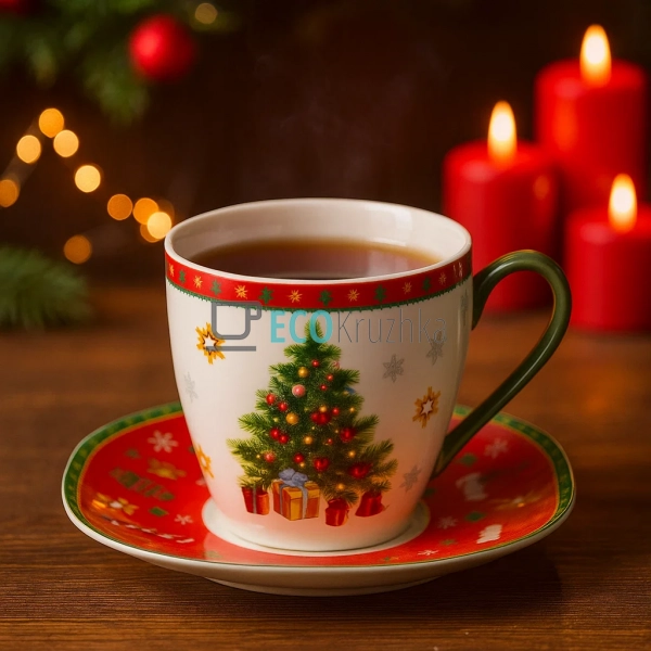 Порцелянова чашка з блюдцем "Святковий флер", 220 мл (49 ... Порцелянова чашка з блюдцем "Святковий флер", 220 мл (49 ...