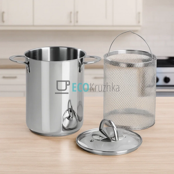 Каструля для спаржі та пасти 4л Ø16 х 21 см з нержавіючо ... Каструля для спаржі та пасти 4л Ø16 х 21 см з нержавіючо ...