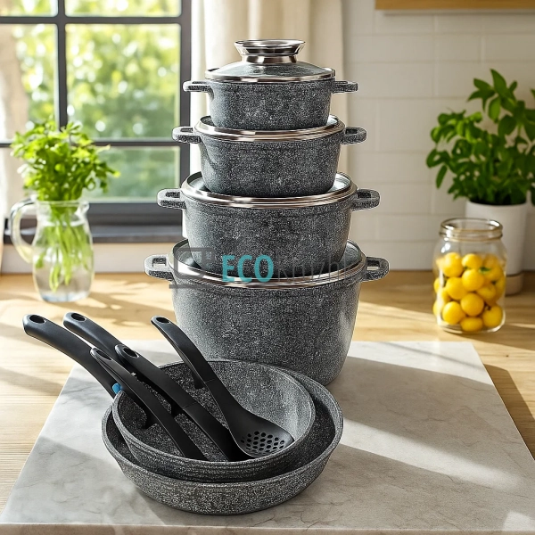 Набір каструль Edenberg 17 предметів з мармуровим антипр ... Набір каструль Edenberg 17 предметів з мармуровим антипр ...